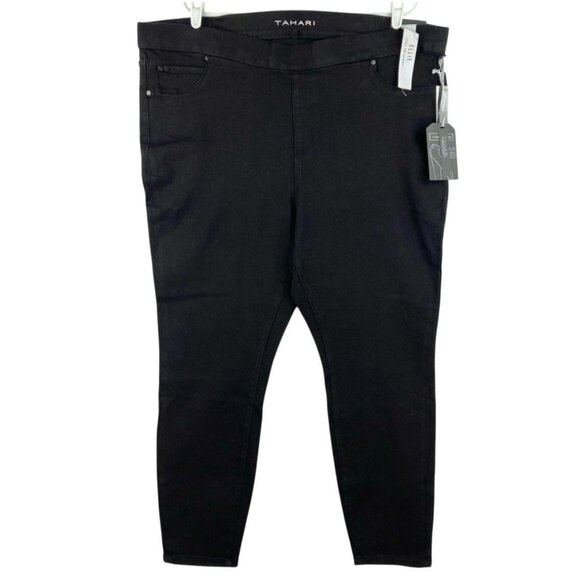 TAHARI Women's Ellie Pull-on Black Stretch Skinny Jeggings Plus Size 24W NWT - Picture 1 of 14